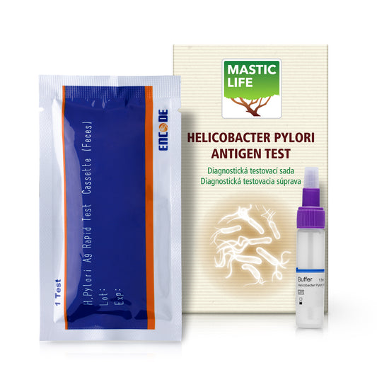 Test de détection de Helicobacter Pylori dans les selles + Mastic (Ensemble : 1 test de selles, 40 capsules)